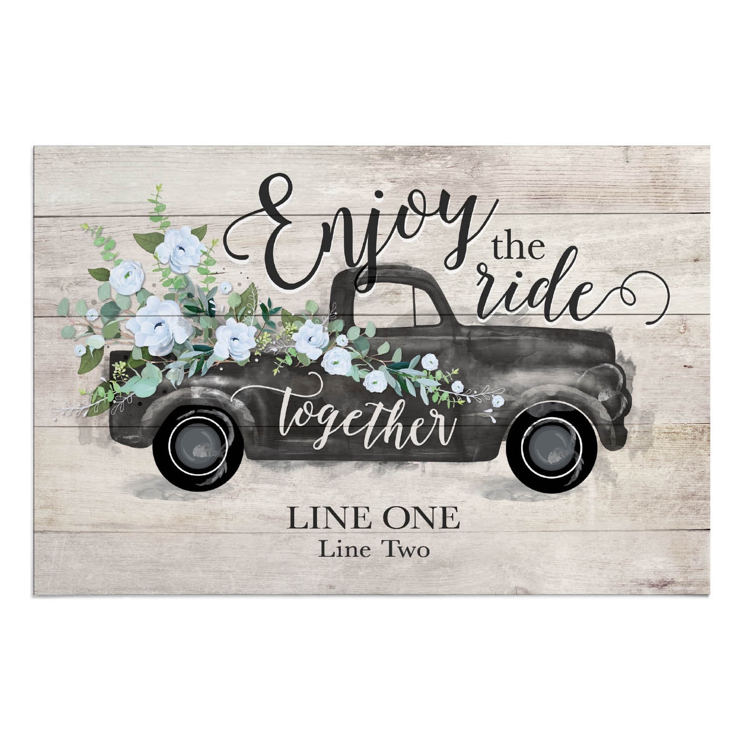 Personalized Planet 27x18 Enjoy the Ride Together Vintage Pickup Truck Personalized Doormat on Durable Indoor Outdoor 1/8" Thick Low Profile Mat with Non Slip Rubber Backing