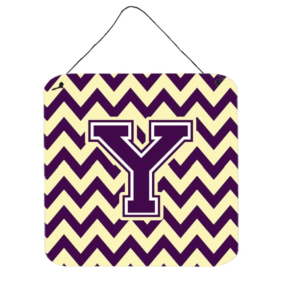 Letter Y Chevron Purple and Gold Wall or Door Hanging Prints