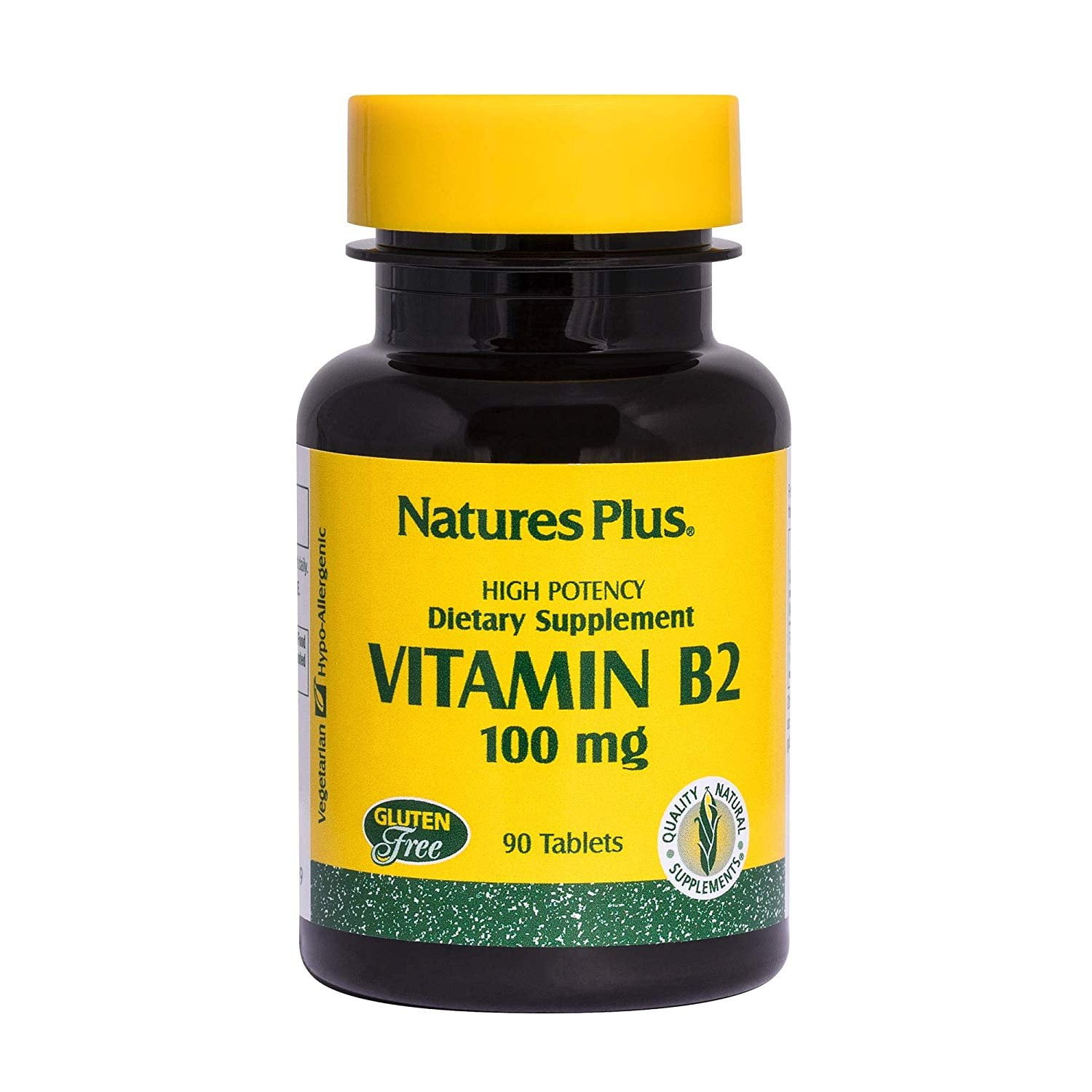 Natures Plus Vitamin B2 (Riboflavin) 100 mg, 90 Vegetarian Tablets