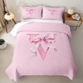 thumbnail image 2 of Manfei Pink Watercolor Letter V Bow Quilt Full, Cute Princess Style Full Bedspread Sets for Girls Women, 2 of 7