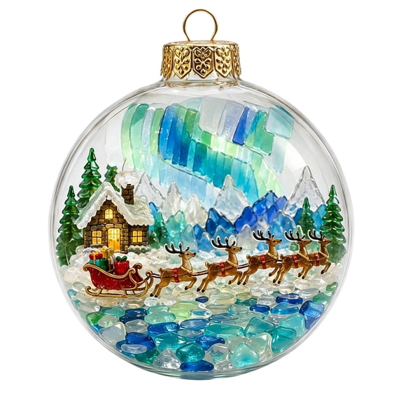 Light-Up Christmas Scene Ball Ornament, Mini LED Holiday Bauble, Hanging Tree Decor for Home Xmas Party, Ideal Christmas Gift for Family & Friends
