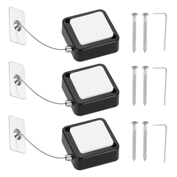 Uxcell 3.3ft (1M) Retractable Remote Control Cable Tether 7.05oz, 3PCS Remote Control Security Lanyard Lock Adjustable Locking Leash with Iron Cap for TV Phone Tablets Showroom, Black