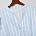 thumbnail image 4 of gbyLJF Womens Striped Shirts 2024 Fall Trendy Button Down V Neck Blouses Business Casual Long Sleeve Tunic Tops Sky Blue XXL, 4 of 7