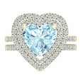 thumbnail image 2 of Dazzlingrock Collection 8mm Heart Aquamarine & Round White Diamond Double Halo Engagement Ring Set for Women (0.65 ctw, Color I-J, Color I1-I2) in 18K Yellow Gold, Size 7, 2 of 5