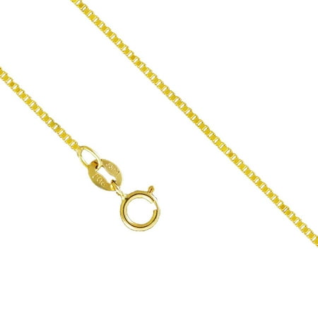 14K Yellow Gold 0.6mm Box Necklace Link Spring Clasp (18 Inches)