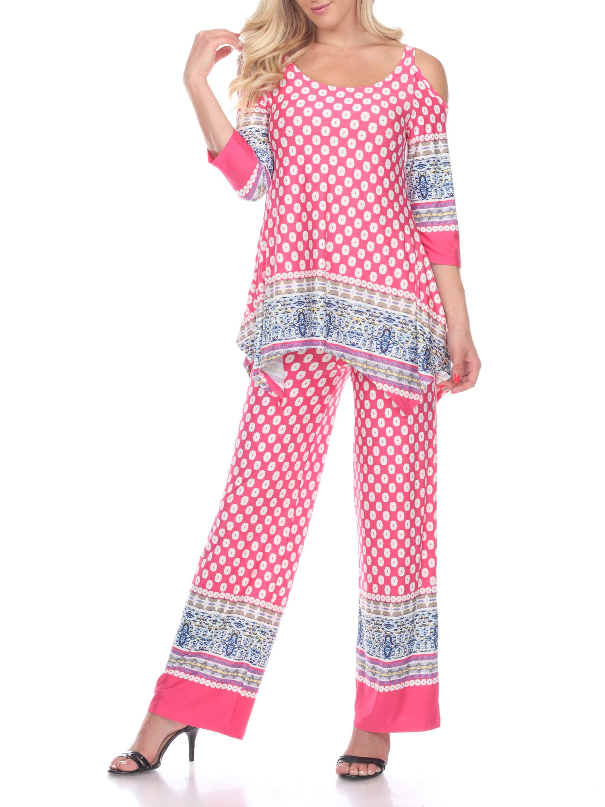 White Mark - White Mark Women's Cold Shoulder Tunic and Palazzo Pant Set - Walmart.com - Walmart.com