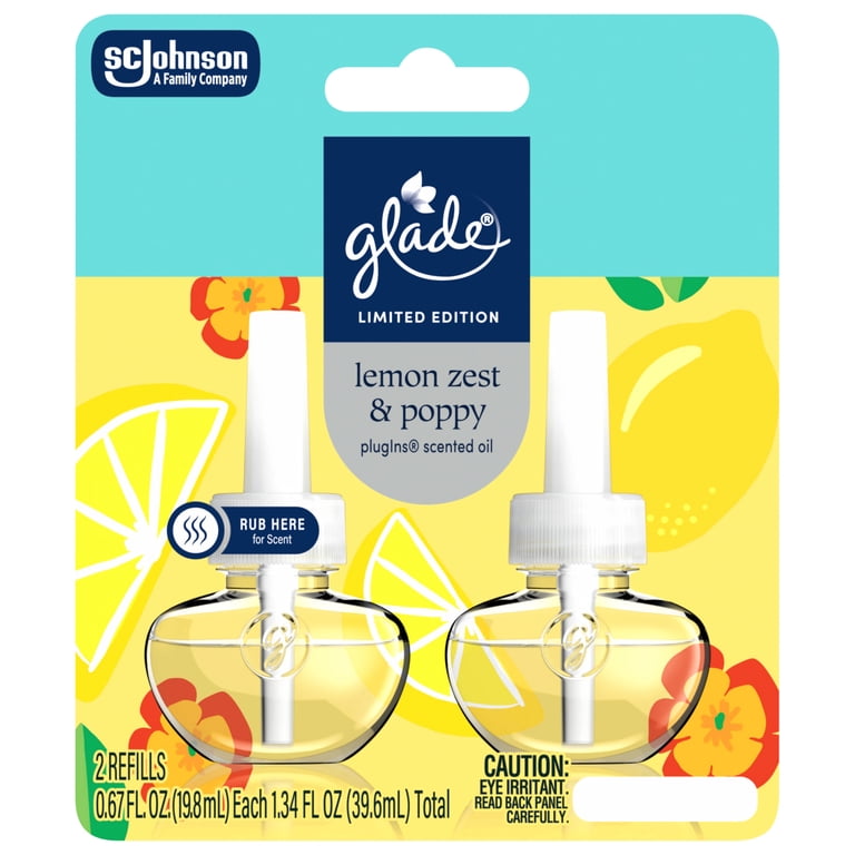 Glade® PlugIns® Refills Air Freshener, Lemon Zest & Poppy, 1.34oz