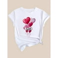thumbnail image 3 of Valentine's Day Heart Balloon Graphic Casual Short Sleeve Sports Tops, Round Neck Workout T-shirt, Women's Activewear Tee For Adult, Men, Women, Teen, Teenager, Adolescent, Youth, 3 of 7