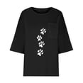 thumbnail image 5 of Jsaierl 3/4 Sleeve Cotton Linen Womens Tops Plus Size Round Neck Shirts Boho Print Ladies Blouses Work Holiday Tunic Top S-2XL, 5 of 7