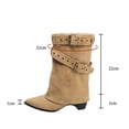 thumbnail image 6 of Dakaela Women's Fold over Boots Pointy Toe Mid Calf Cowboy Western Booties Buckles Pull on Dressy Winter Riding Shoes Khaki 4.5, 6 of 7