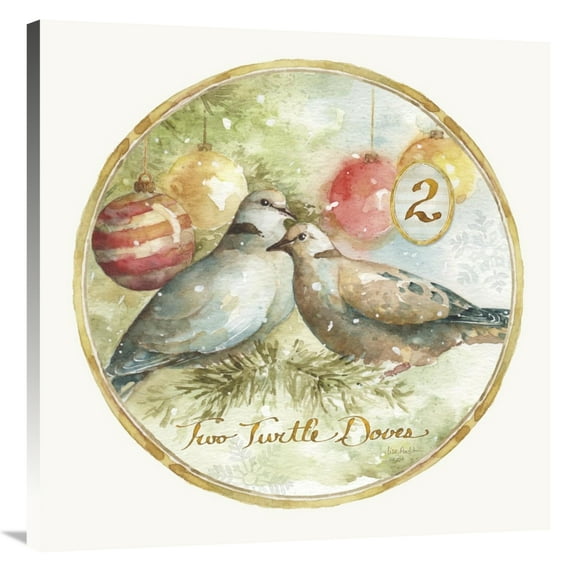 Global Gallery's '12 Days of Christmas II Round' By Lisa Audit Stretched Canvas Wall Art