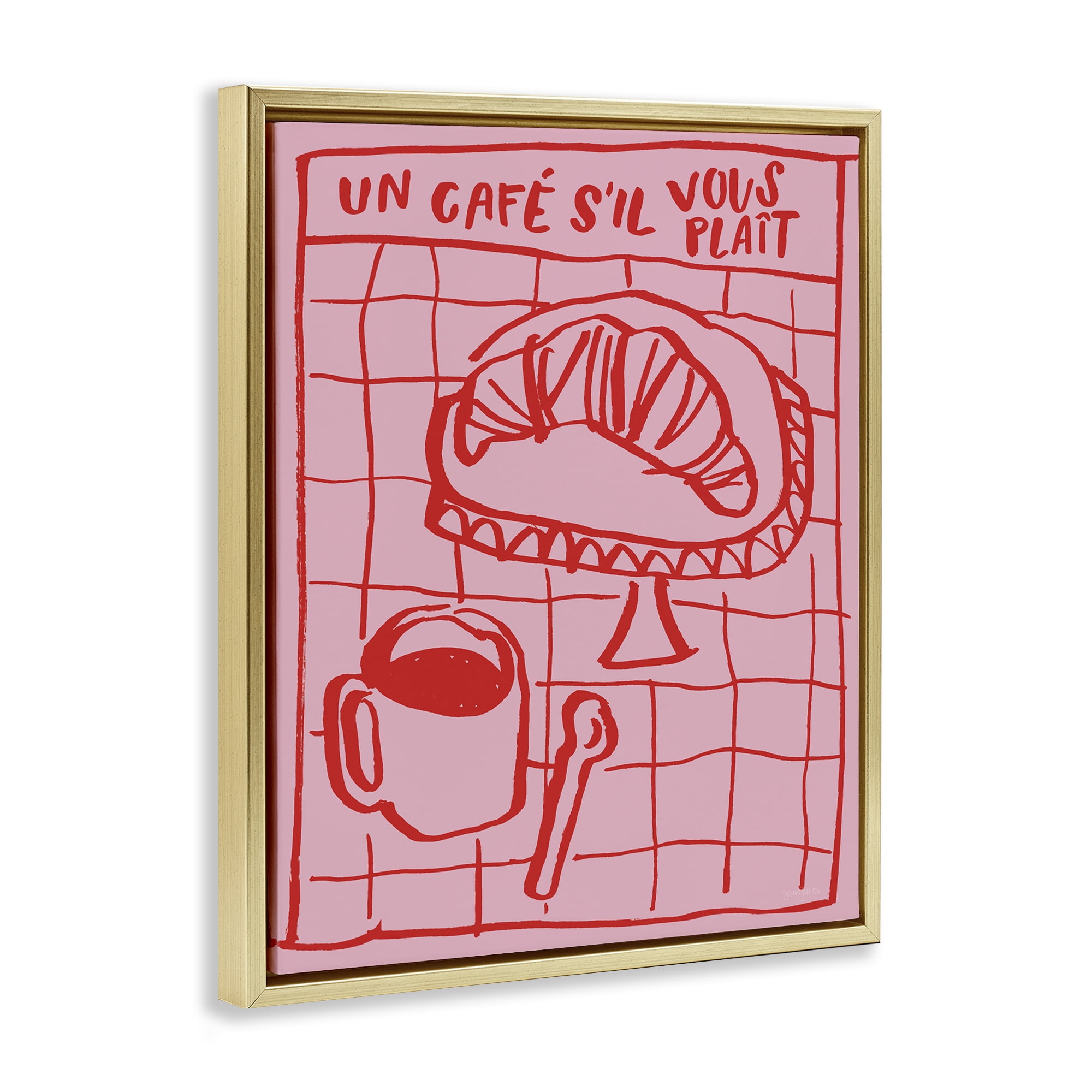 Stupell Industries Cafe Brunch Doodles Gold Framed Floater Canvas Wall Art, design by Jenaya Jackson