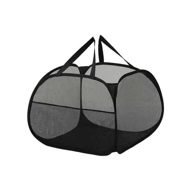 EGNMCR Bathroom Storage & Organization Mesh Laundry Hamper With Wide Opening And Side Pocket Breathable Sturdy Foldable And Space Saving Design For Laundry Clothes And Storage Laundry Hampers