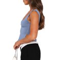 thumbnail image 3 of Camisola sin mangas para mujer Sexy Low Cut Skinny Camisa sin mangas Basic Slim Tee Streetwear, 3 of 5