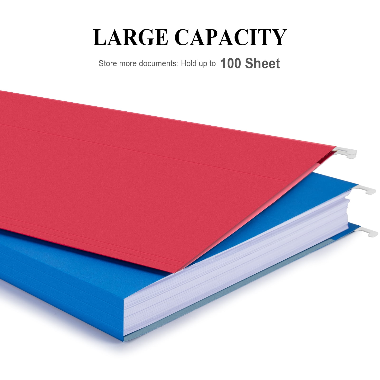 ViVin Hanging File Folders with 1/5 Cut Tabs, 100 Pack Letter Size, for Home School Office(Assorted)