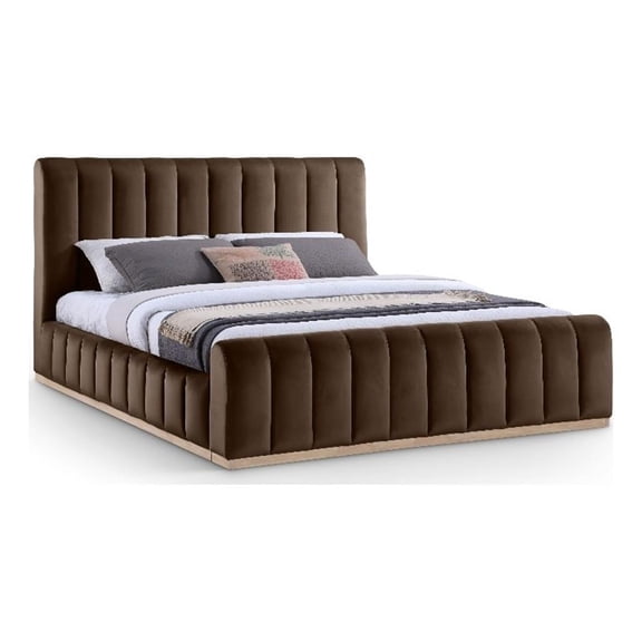 Meridian Furniture Amara Brown Velvet King Bed
