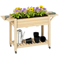 thumbnail image 1 of Outsunny Raised Garden Bed, Wood Garden Box with Bottom Shelf, Natural, 1 of 10
