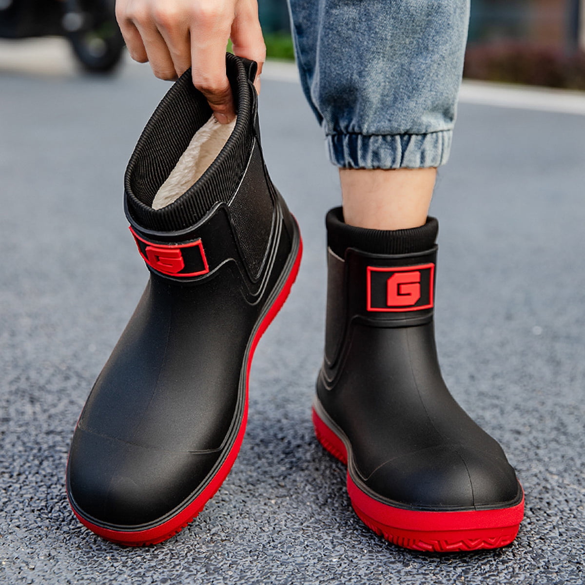 AUXDIQ Rain Boots Men Short Ankle Women Waterproof Rain Boots Outdoor Garden Shoes