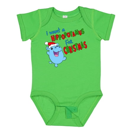 

Inktastic I Want a Hippopotamus for Christmas Cute Stuffed Hippo Gift Baby Boy or Baby Girl Bodysuit