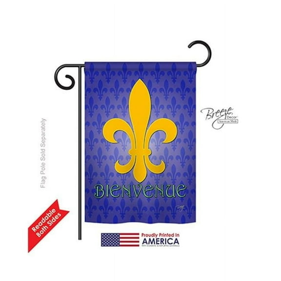 Breeze Decor 68009 Mardi Gras Bienvenue 2-Sided Impression Garden Flag - 13 x 18.5 in.