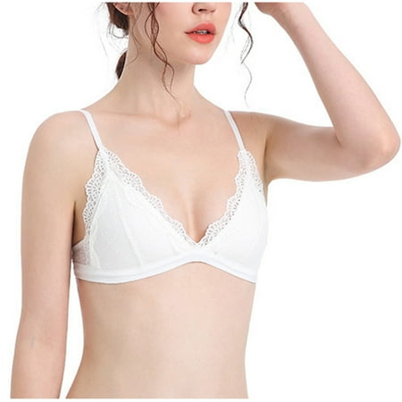 

Dqueduo Wirefree Bras for Women Plus Size Adjustable Shoulder Straps Lace Bra Wirefreee Extra-Elastic Bra Active Yoga Sports Bras 32B-36B Summer Savings Clearance