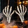 thumbnail image 5 of Halloween Skeleton Hand Props, 1 Pair Life Size Undead Bone Hands, Realistic Textured Plastic Spooky Decorations for Party Wreath Making, Front Porch Tabletop Display, 5 of 8