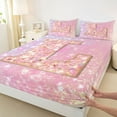 thumbnail image 3 of Feelyou Fashion Pink Letter Bed Sheets for Teen, Cartoon Monogrammed L King Sheets, Kawaii Mermaid Princess Sheet Set, Microfiber Bedroom Decor, 4-Piece, 3 of 7