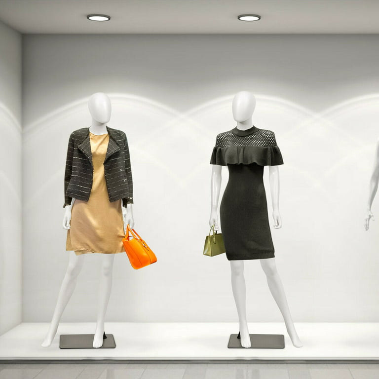 Female Mannequin Full Body Dress Form Display Plastic EggHead High Gloss  Black - Zen Merchandiser
