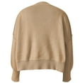 thumbnail image 5 of Byworldtasic Womens Sweaters Womens Fall Cropped Sweater Casual Long Sleeve Crew Neck Side Slit Ribbed Knit Pullover Sweater Crop Tops Khaki, 5 of 9