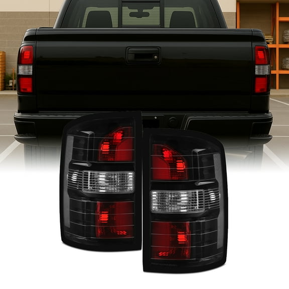 AKKON - Fits 2014-2018 GMC Sierra 1500 [Halogen Type] Black Tail Lights Pair Driver Passenger w/ LED Turn Signal