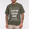thumbnail image 6 of Custom T-Shirt with Your Image for Men Women, 230g Pure Cotton Washed Short Sleeve Tee Green 3XL, 6 of 6