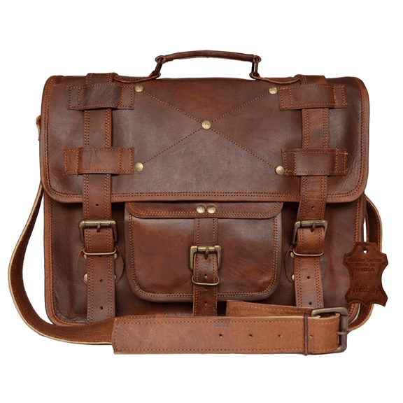 Madosh Men's Genuine Leather 15" Crossbody Laptop Bag