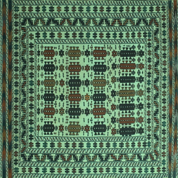 Ahgly Company Indoor Square Southwestern Turquoise Blue Country Area Rugs, 4' Square