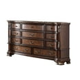 thumbnail image 2 of BenJara Prio Wide Dresser, 11 Drawers, Marble Top, Carved Cherry Brown Wood, 2 of 5