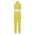 thumbnail image 3 of iiniim Girls 2 Piece Professional Ballroom Latin Dance Outfit Fringe Crop Top and Layered Tassel Pants Set Yellow 16, 3 of 7