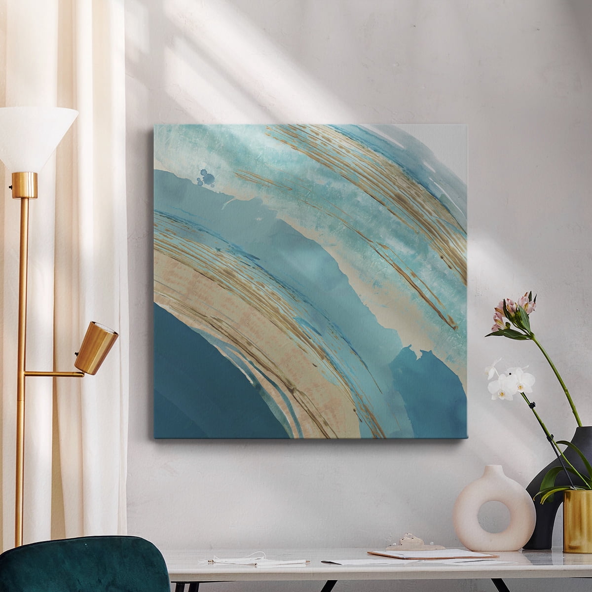 Wexford Home Making Blue Waves III-Premium Gallery Wrapped Canvas, 40" x 40" - Ready to Hang