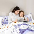 thumbnail image 4 of Manfei Kawaii Bow Ghost Full Size Comforter Sets 3-Piece, Happy Halloween Floral Pumpkin Bedding Comforter Set, Purple White,Reversible,1 Comforter and 2 Pillowcases, 4 of 6