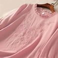 thumbnail image 3 of SNKSDGM Casual Easter Shirt Womens Shirts Trendy Plus Size Women's Solid Color Linen Casual Half Sleeve T Shirt Bohemian Embroidered Ruffle Sleeves Top for Belly Womens Tops Dressy Blouses Plus, 3 of 4