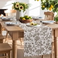 thumbnail image 2 of Farmhouse Brown Cotton Linen Table Runner for Dining Kitchen, Vintage Flower Leaf Botanical Plant Wedding Outdoor Party Tablerunners Decoration, Dresser Scarf Coffee Tablecloth Runners 13x72 Inches, 2 of 9