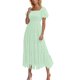 thumbnail image 1 of Vestido de Manga Larga Maxi para las Mujeres Caída Sólido Plisado, Sexy Manga Corta Elástica Cintura Boho Bolsillos, 1 of 9