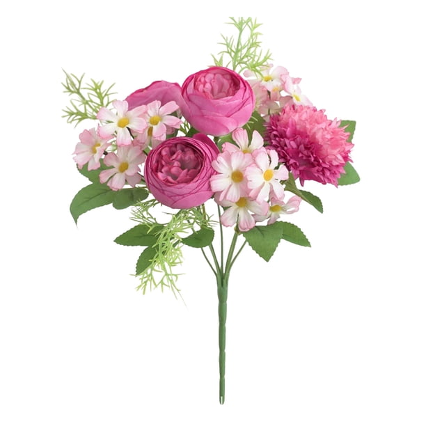 Ramo de flores artificiales de seda | Arreglo de rosas y peonías para decoración del hogar, centros de mesa para bodas, decoración de escritorios, decoración de fiestas