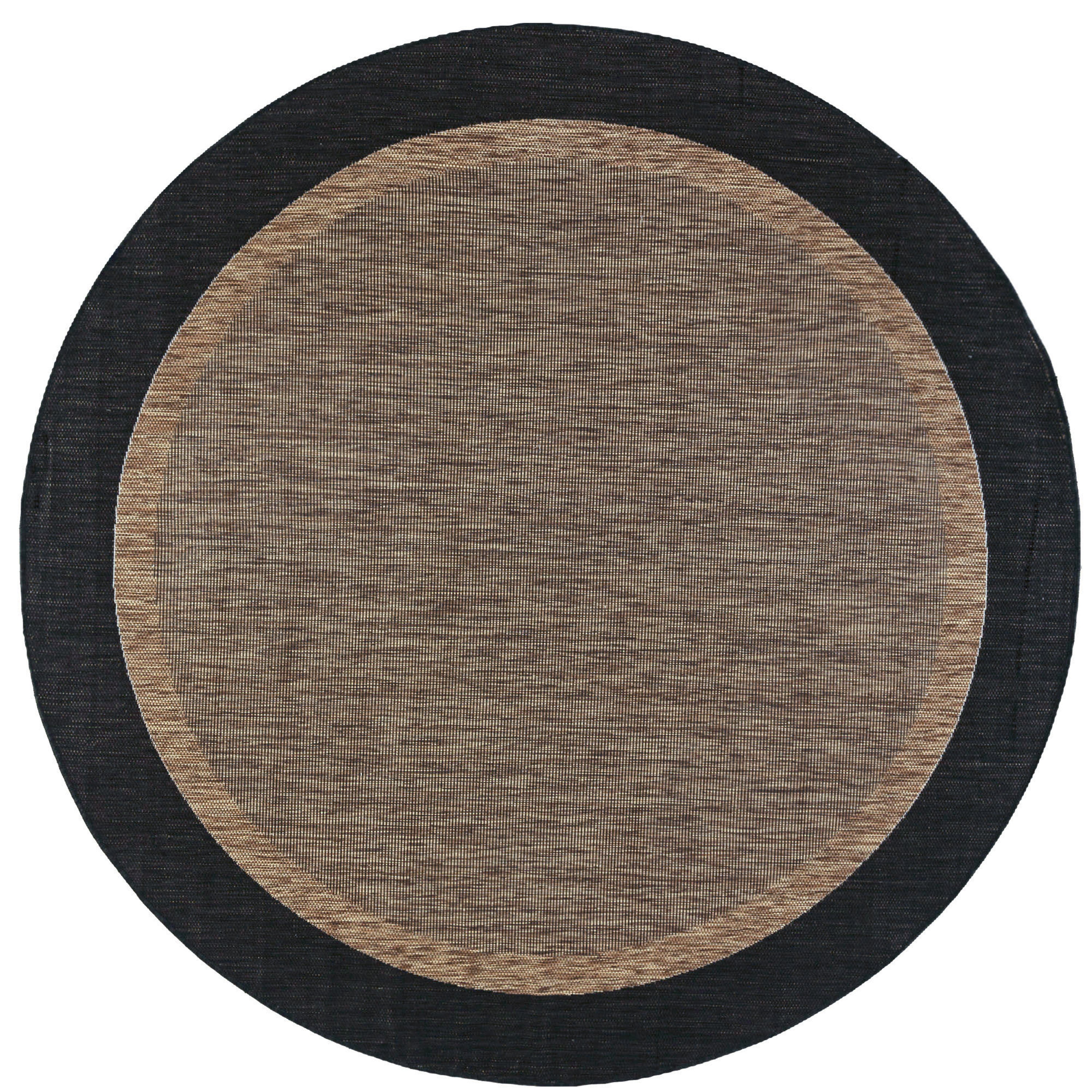 8ft Round Water Resistant, Large Indoor Outdoor Rugs for Patios, Front Door Entry, Entryway, Deck, Porch, Balcony | Outside Area Rug for Patio | Gold, Solid Border | Size: 7'10'' Round