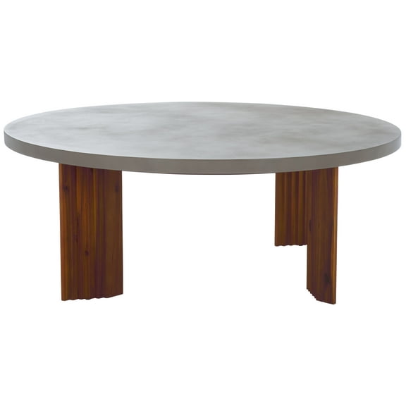 Safavieh Basilio Mid-Century Round Acacia Coffee Table, Light Grey/Natural