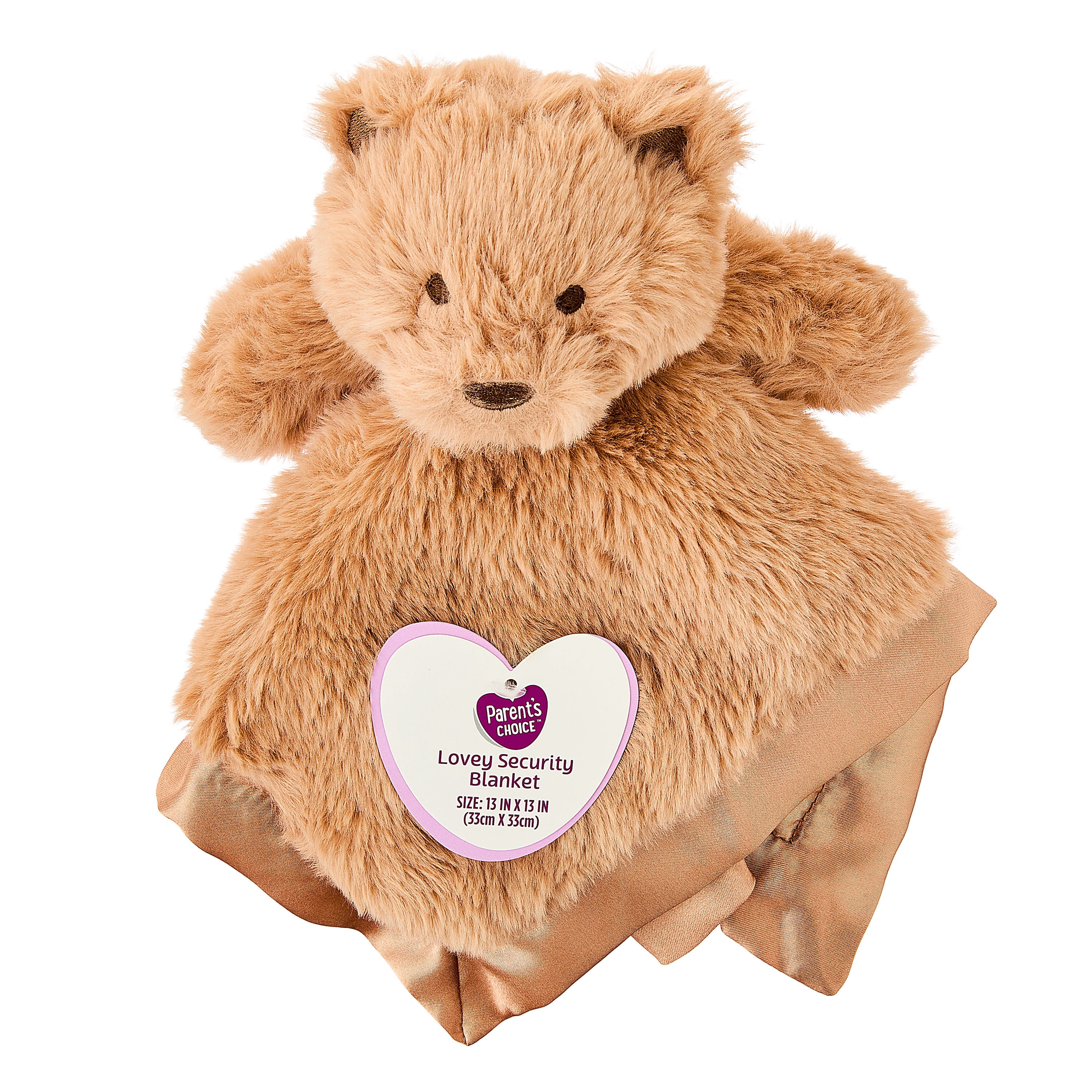 Parent's Choice Bear Lovey Security Blanket, Brown, 13" x 13"