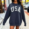 thumbnail image 4 of USA Graphic Sweatshirts for Women 2025 Long Sleeve Crewneck Drop Shoulder Sweatshirt Pullover Tops Fall Winter Outfits, 4 of 5