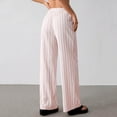 thumbnail image 6 of Ayolanni Pants for Women Striped Slacks Boho Wide Leg Pants Drawstring High Waist Petite Flowy Pink Palazzo Pants with Pockets S, 6 of 8