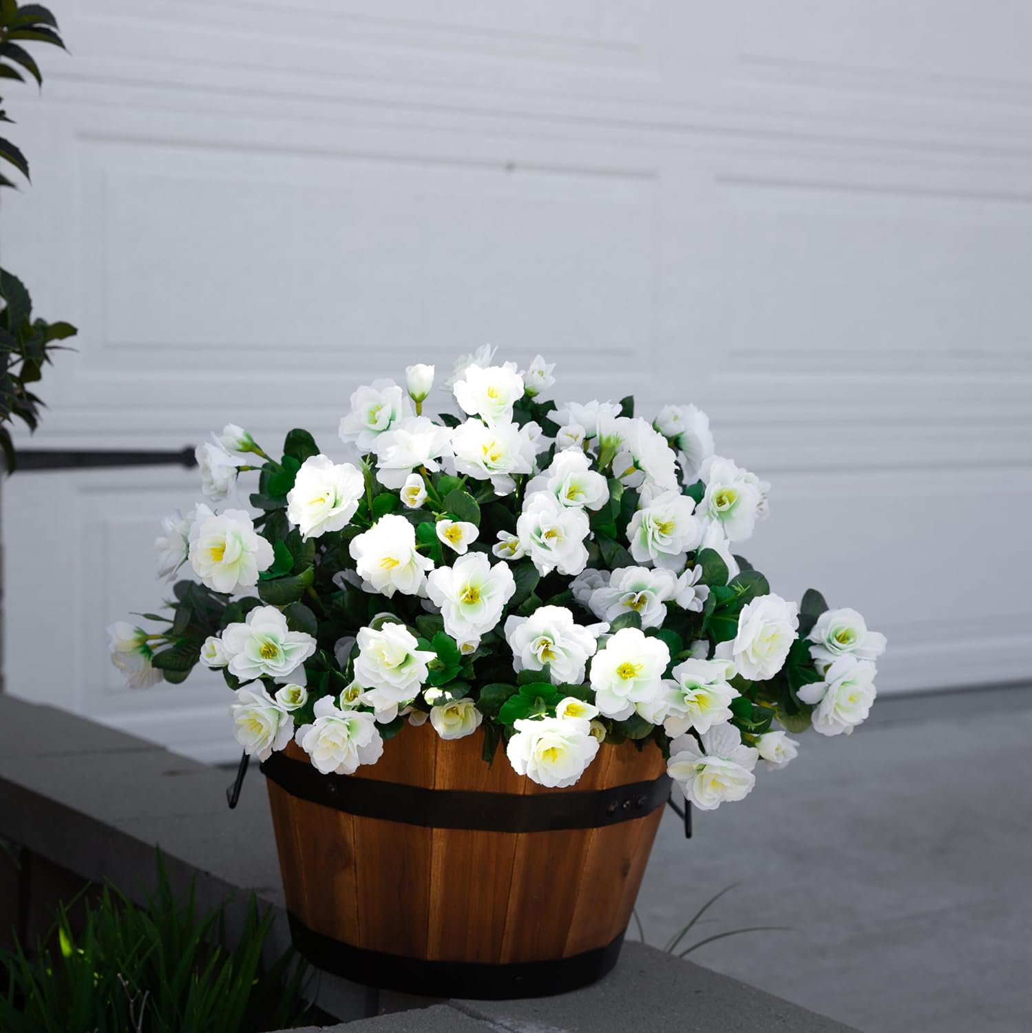 HangTanWan UV Resistant Artificial Silk White Camellia Flower(3 Count)