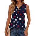 thumbnail image 4 of 250 Anniversary Usa Shirts Women Patriotic Star Print Scoop Neck Botton Down Sleeveless Tank Top Patriotic Soft Summer Camping Tops,M,#01 Navy, 4 of 5
