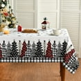 thumbnail image 1 of Christmas Tablecloth 60×104 Inch Rectangular, Christmas Trees Buffalo Plaid Black Washable Table Cover for Party Picnic Dinner Decor, 1 of 6
