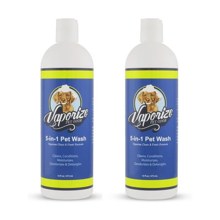 2 Pak Vaporize 5-in-1 Pet Wash – Natural Dog Shampoo & Conditioner (16 fl oz)